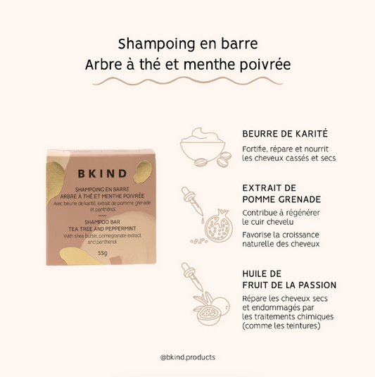 Shampooing en barre BKIND - Arbre à thé & menthe poivrée
