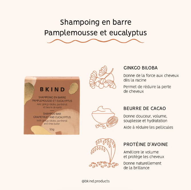 Shampooing en barre BKIND - Pamplemousse & eucalyptus